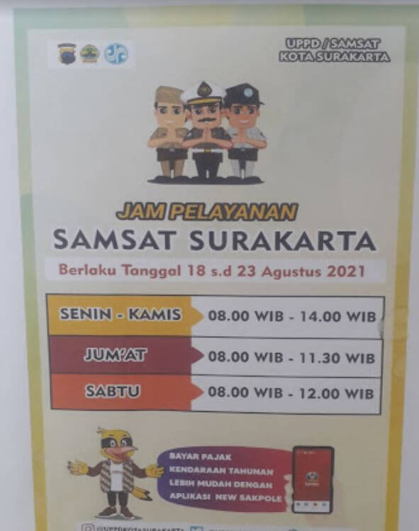 Jadwaal Pelayanan SAMSAT Surakarta