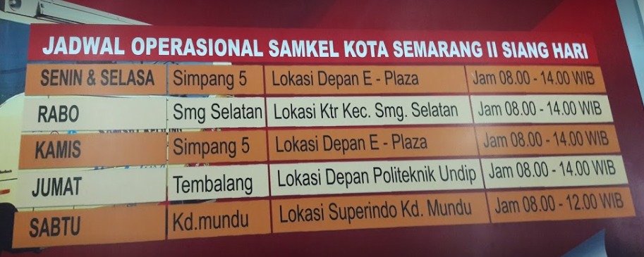 Jadwal Operasional Samkel Kota Semarang II