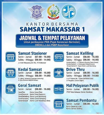 Jadwal Pelaksanaan SAMSAT Keliling Makassar Januari 2023
