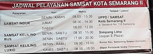 Jadwal Dan Lokasi Semarang 2 Januari 2023