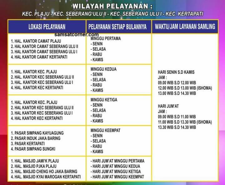 Jadwal dan Lokasi SAMSAT Keliling Palembang