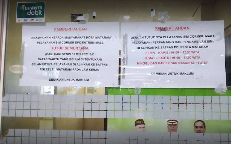 Pemberitahuan SAMSAT Corner Lombok Epicentrum Mataram Mei 2023